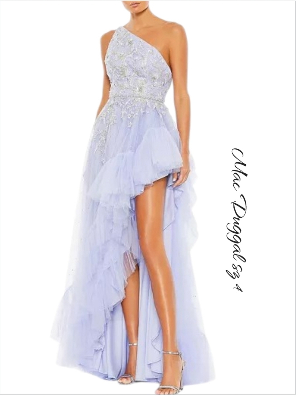 Nwt Mac Duggal Prom One Shoulder Asymmetrical Maxi Dress Sz 4